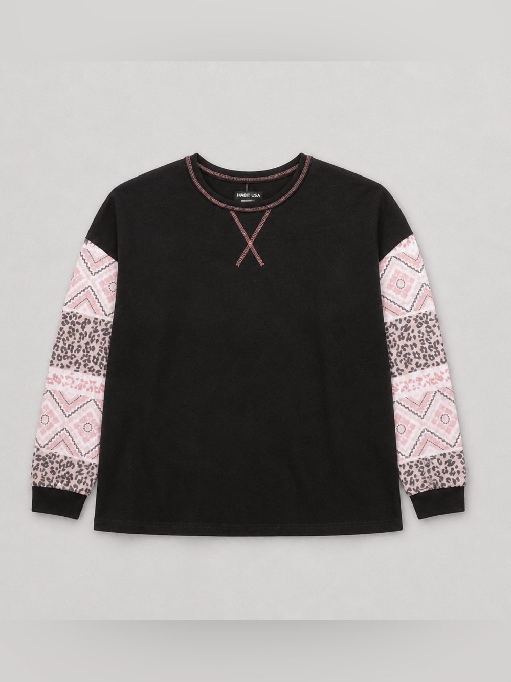 HEIMISH USA Black Sweatshirt with Pink Contrast Stitching